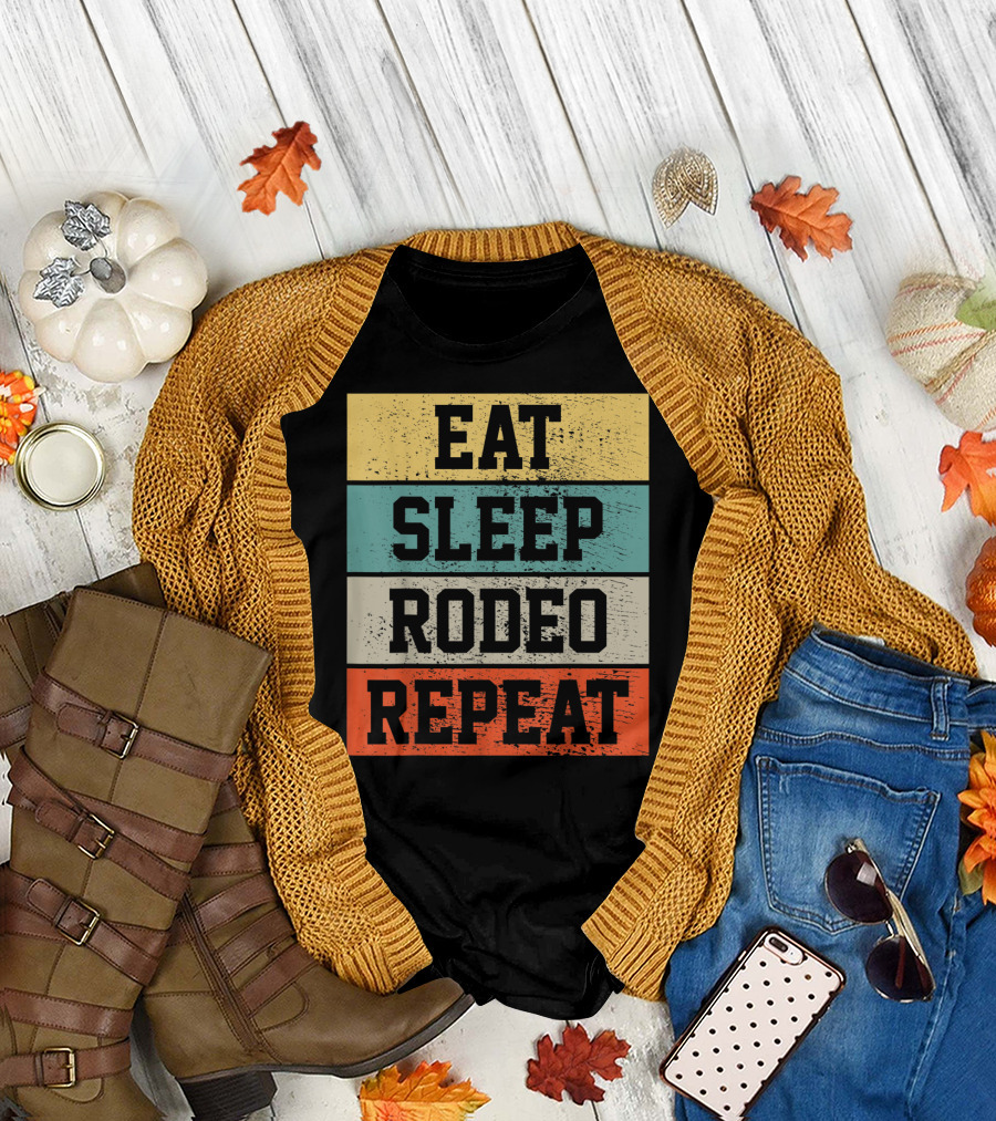 Eat Sleep Rodeo Repeat Cowboy Cowgirl T-Shirt