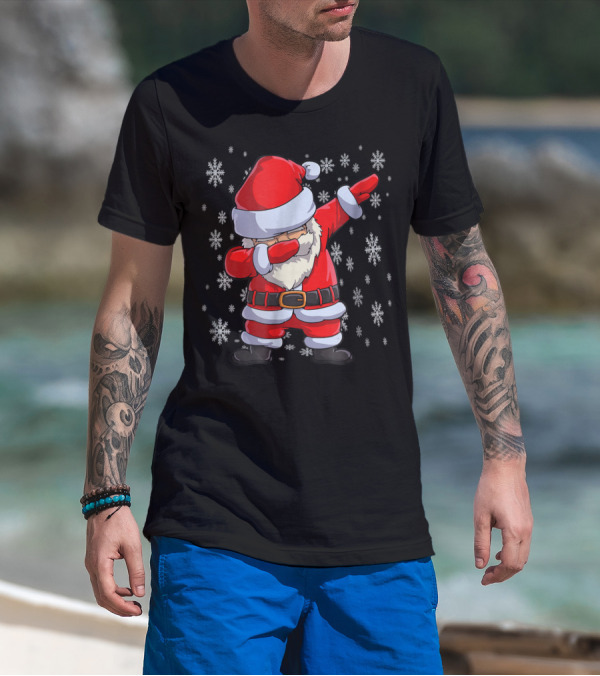 Dabbing Santa Funny Christmas Flossing Snowflakes T-Shirt