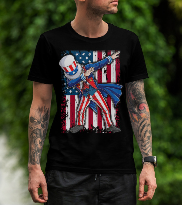 Dabbing Uncle Sam 4th Of July American Flag Men T-Shirt