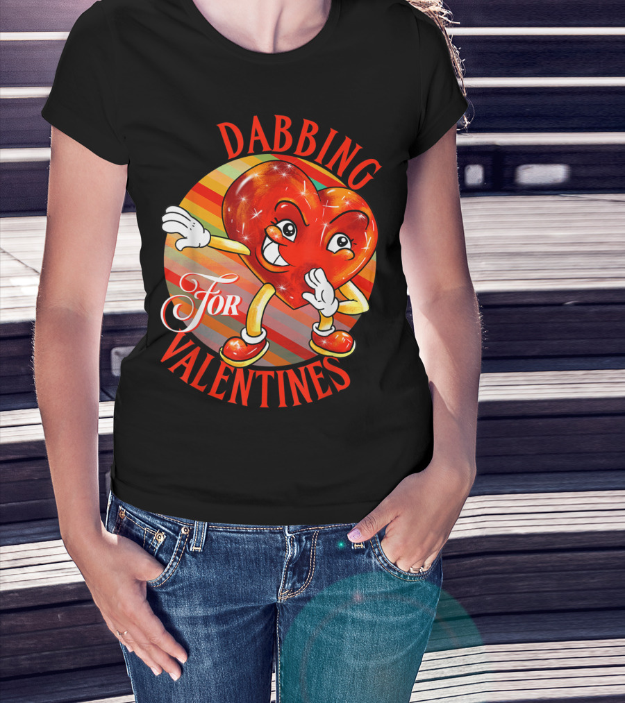 Dabbing Heart For Valentines Vintage Sunrise T-Shirt