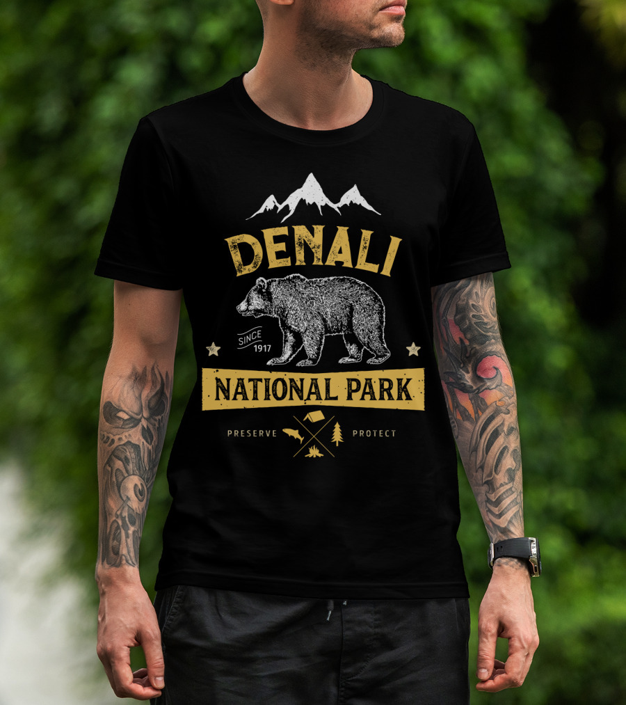 Denali National Park Since 1917 Bear Preserve Protect Alaska T-Shirt
