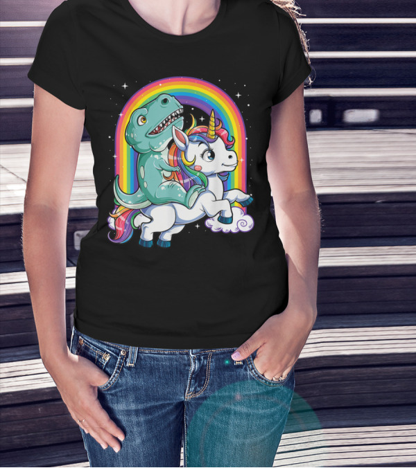 Dinosaur Unicorn Rainbow Fantasy Adventure Party T-Shirt