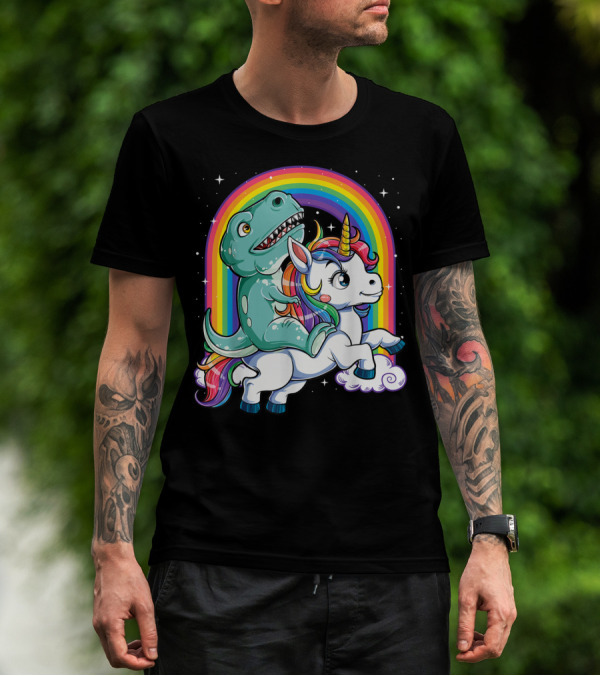Dinosaur Unicorn Rainbow Fantasy Adventure Party T-Shirt