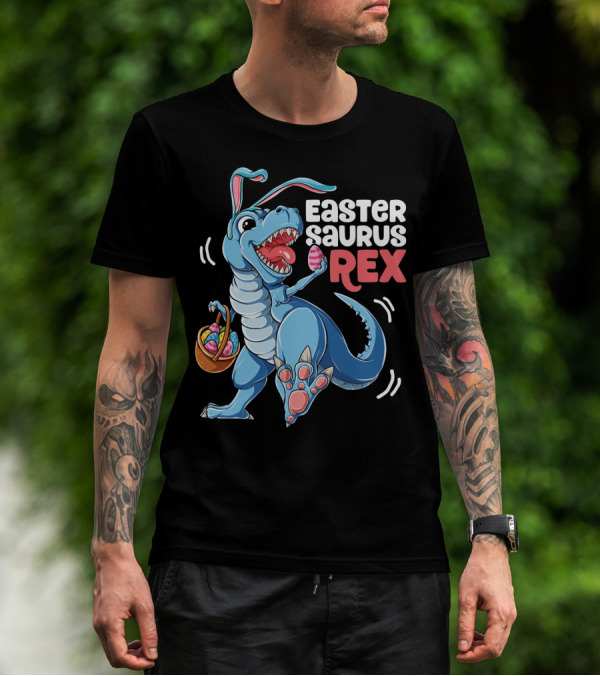 Easter Saurus Rex Bunny Dinosaur With Eggs T-Shirt