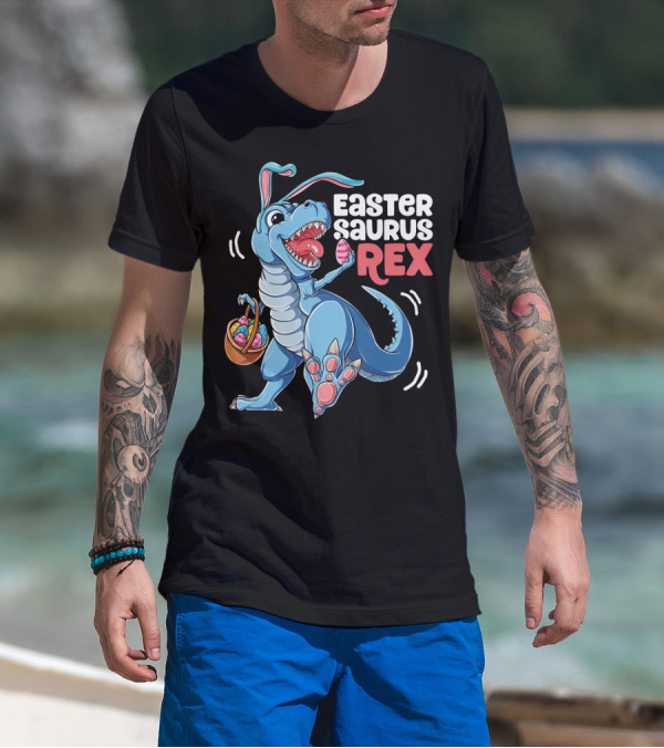 Easter Saurus Rex Bunny Dinosaur With Eggs T-Shirt