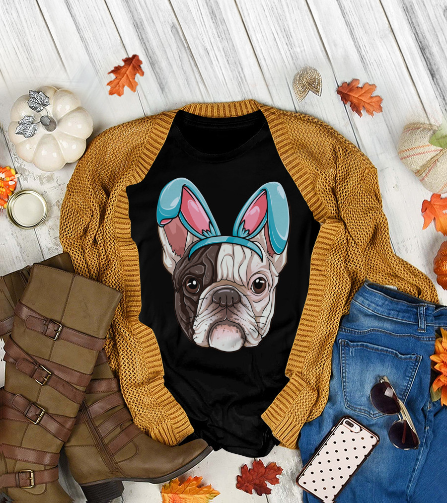 Easter Bunny Ears on French Bulldog Dog Boys Girl T-Shirt