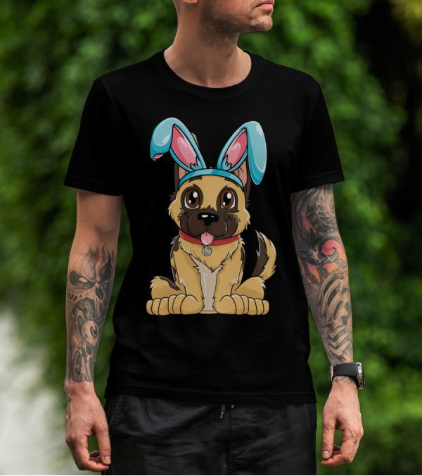 Easter Bunny Ears Cute German Shepherd Puppy Boys Girl T-Shirt