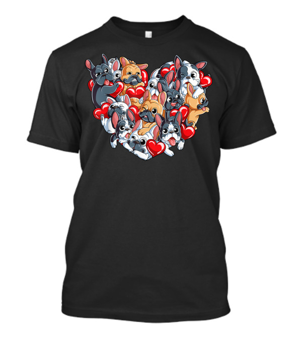 French Bulldog Heart Valentines Day T-Shirt