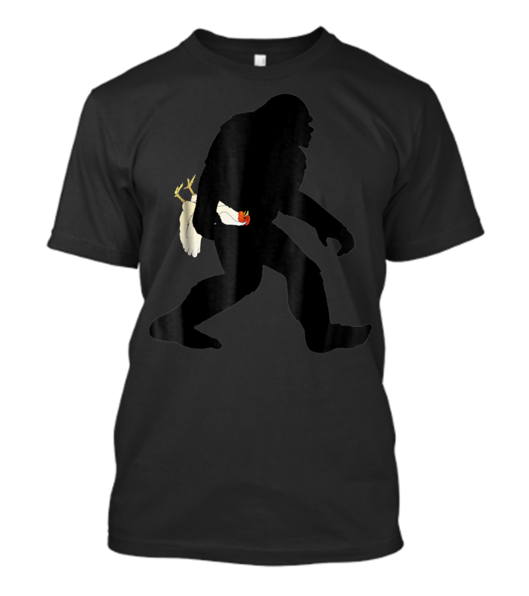 Funny Bigfoot Sasquatch Carrying Chicken Boys T-Shirt