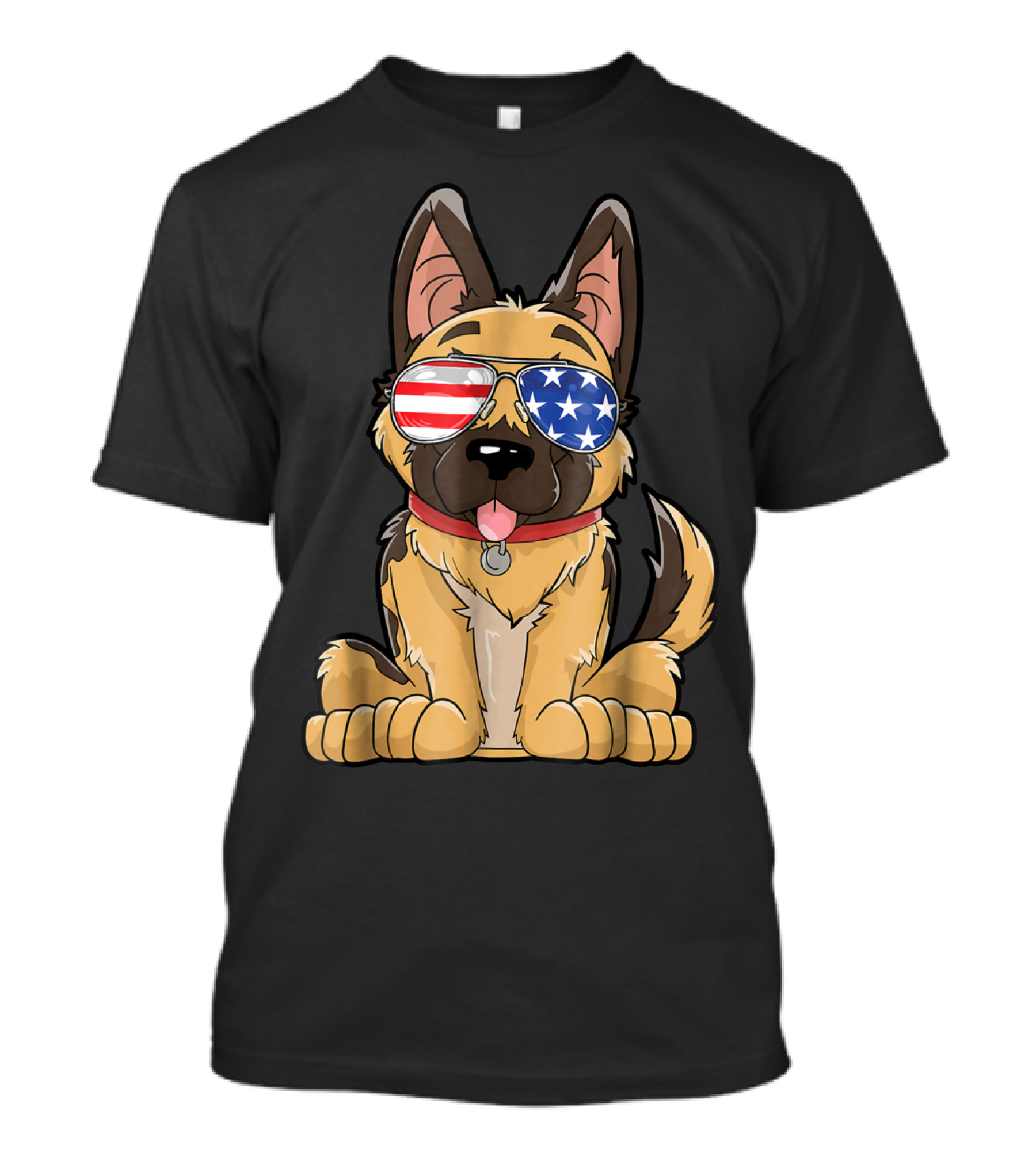 German Shepherd American Flag Sunglasses 4th Of July T-Shirt
