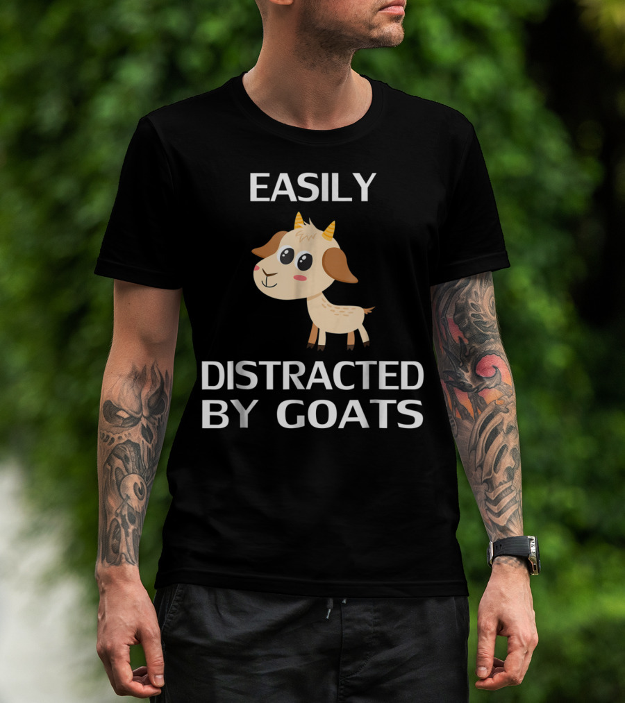 Easily Distracted By Goats Cute Cartoon Goat T-Shirt