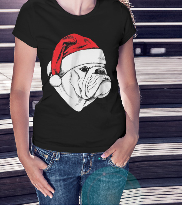 English Bulldog Santa Christmas T-Shirt