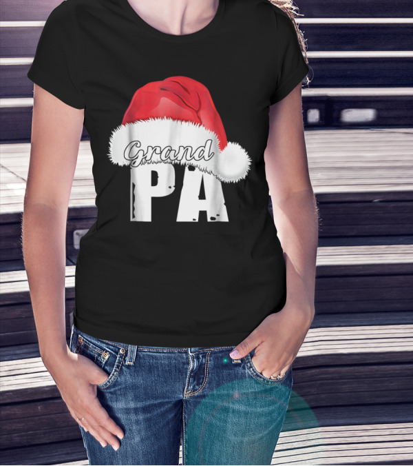 Grandpa Christmas Santa Hat Family Matching T-Shirt