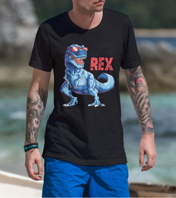 Grandpasaurus Rex Grandpa Saurus Dinosaur With Cool Glasses T-Shirt