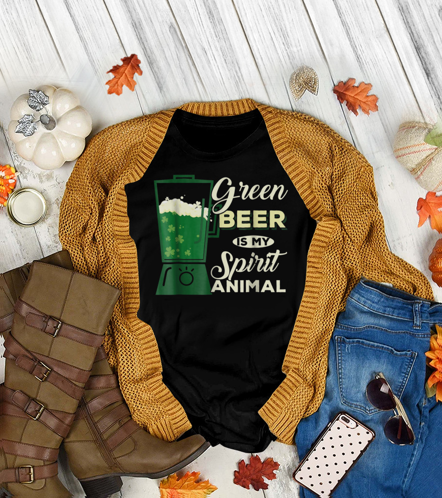 Green Beer Is My Spirit Animal Funny Drinking Blender Shamrock T-Shirt