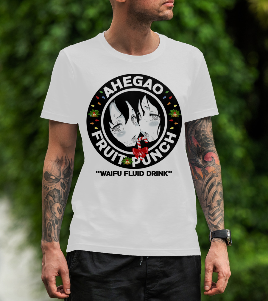 Ahegao Fruit Punch Waifu Fluid Drink Merry Christmas Lewd Anime T-Shirt