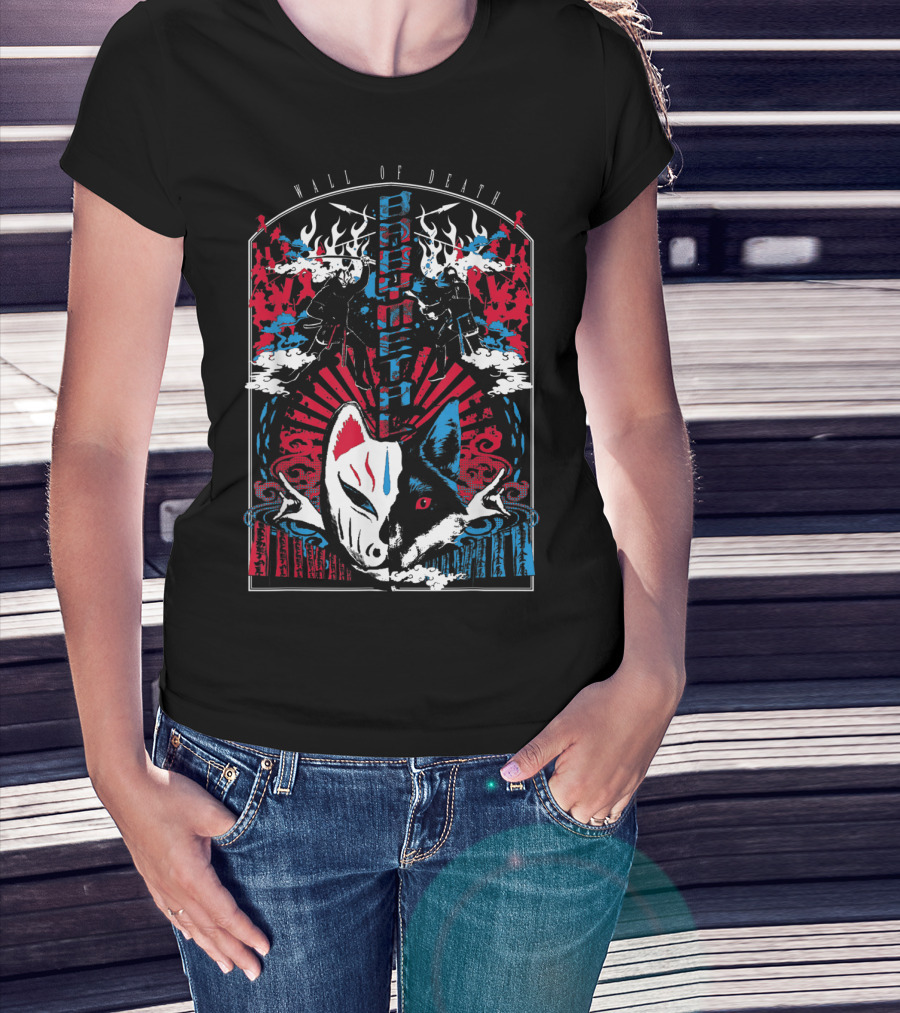 Babymetalfcus Wall Of Death Katana Mask Warriors Flames Red Blue Japan T-Shirt