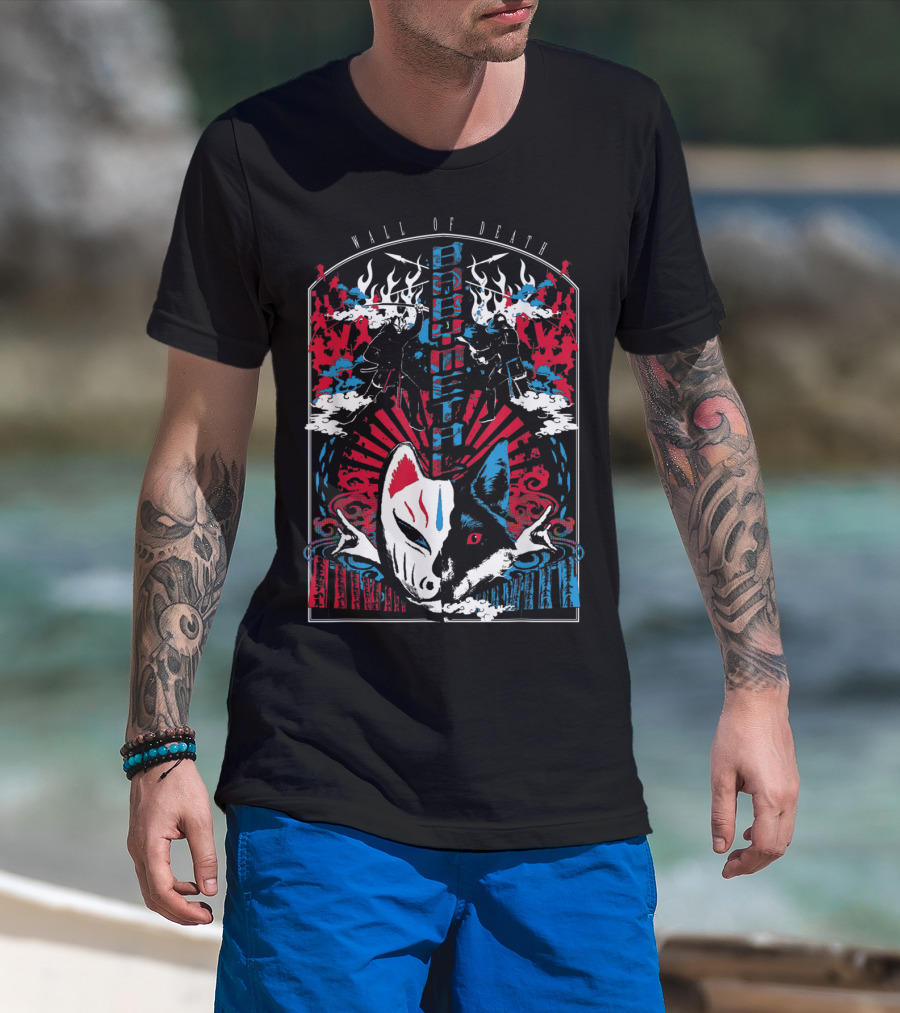Babymetalfcus Wall Of Death Katana Mask Warriors Flames Red Blue Japan T-Shirt