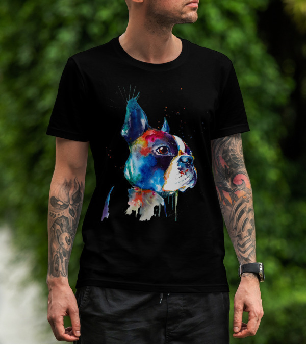 Boston Terrier Watercolor Funny Dog Breed Boston Terrier T-Shirt