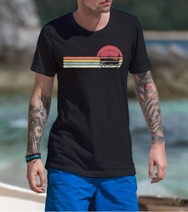 Burger Style Cheeseburger Retro Sunset Lines T-Shirt