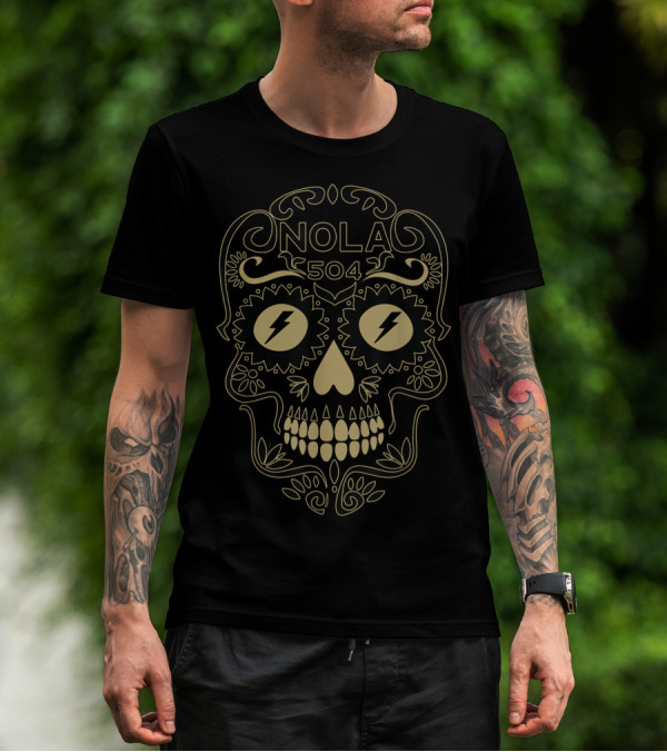 NOLA 504 Sugar Skull New Orleans Electric T-Shirt