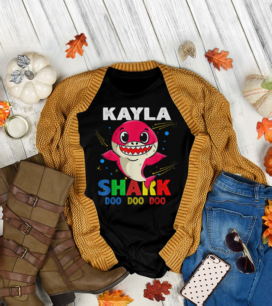 Kayla Shark Doo Doo Doo Custom Name Colorful T-Shirt