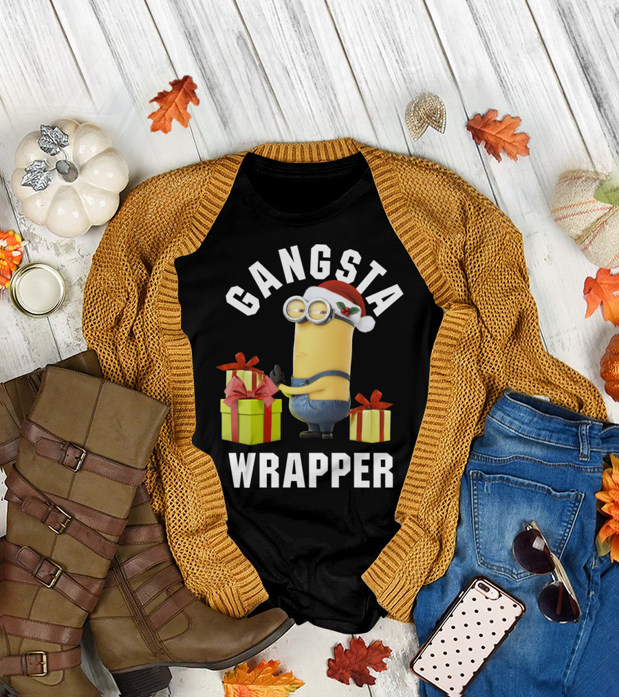 Despicable Me Minions Gangsta Wrapper Santa Holiday T-Shirt
