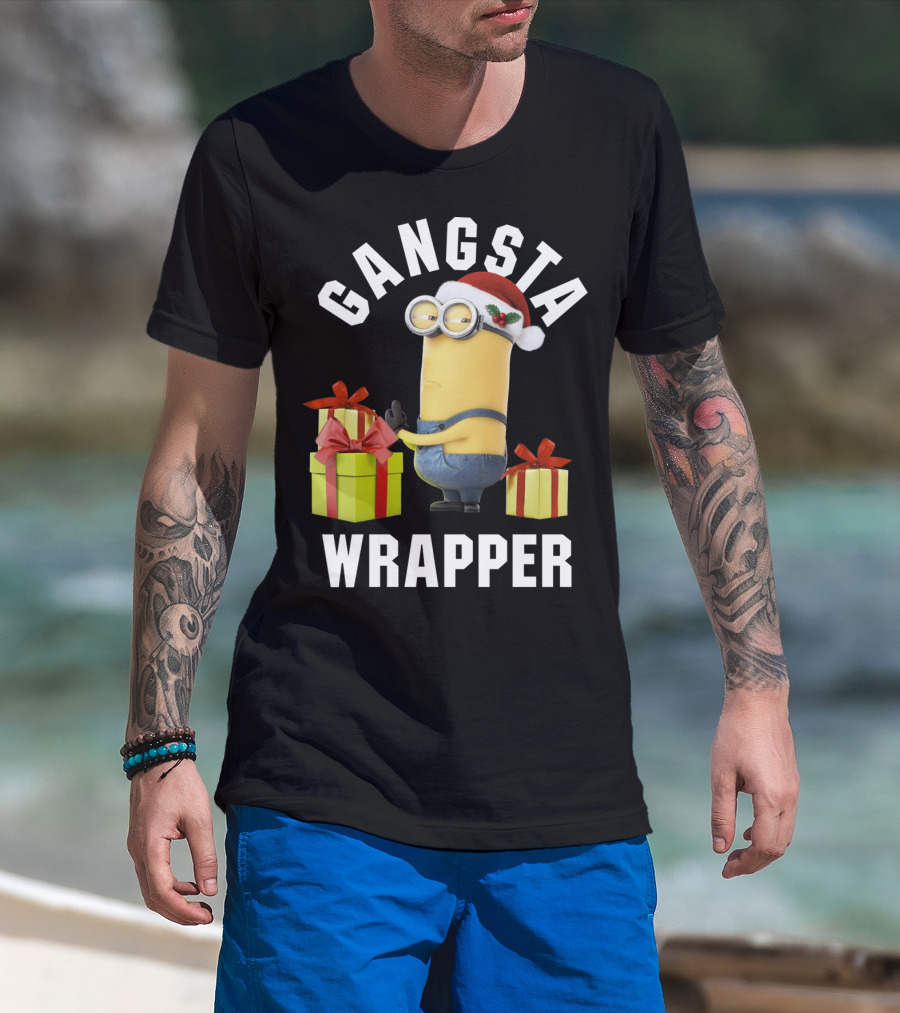 Despicable Me Minions Gangsta Wrapper Santa Holiday T-Shirt