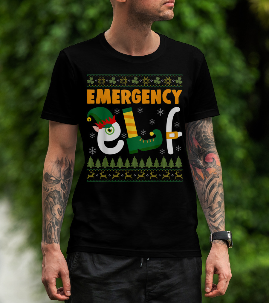 Emergency Elf Christmas Sweater With Festive T-Shirt