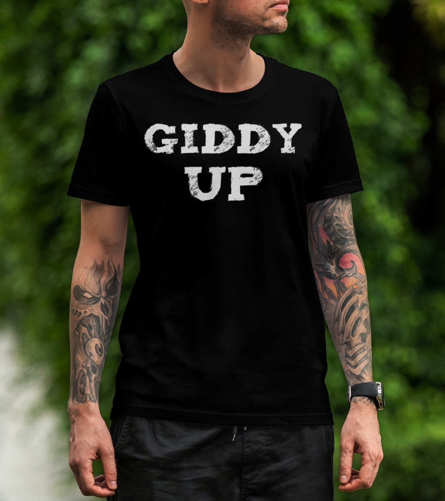 Giddy Up Cowboy Western Rodeo Horse Lover Bull T-Shirt