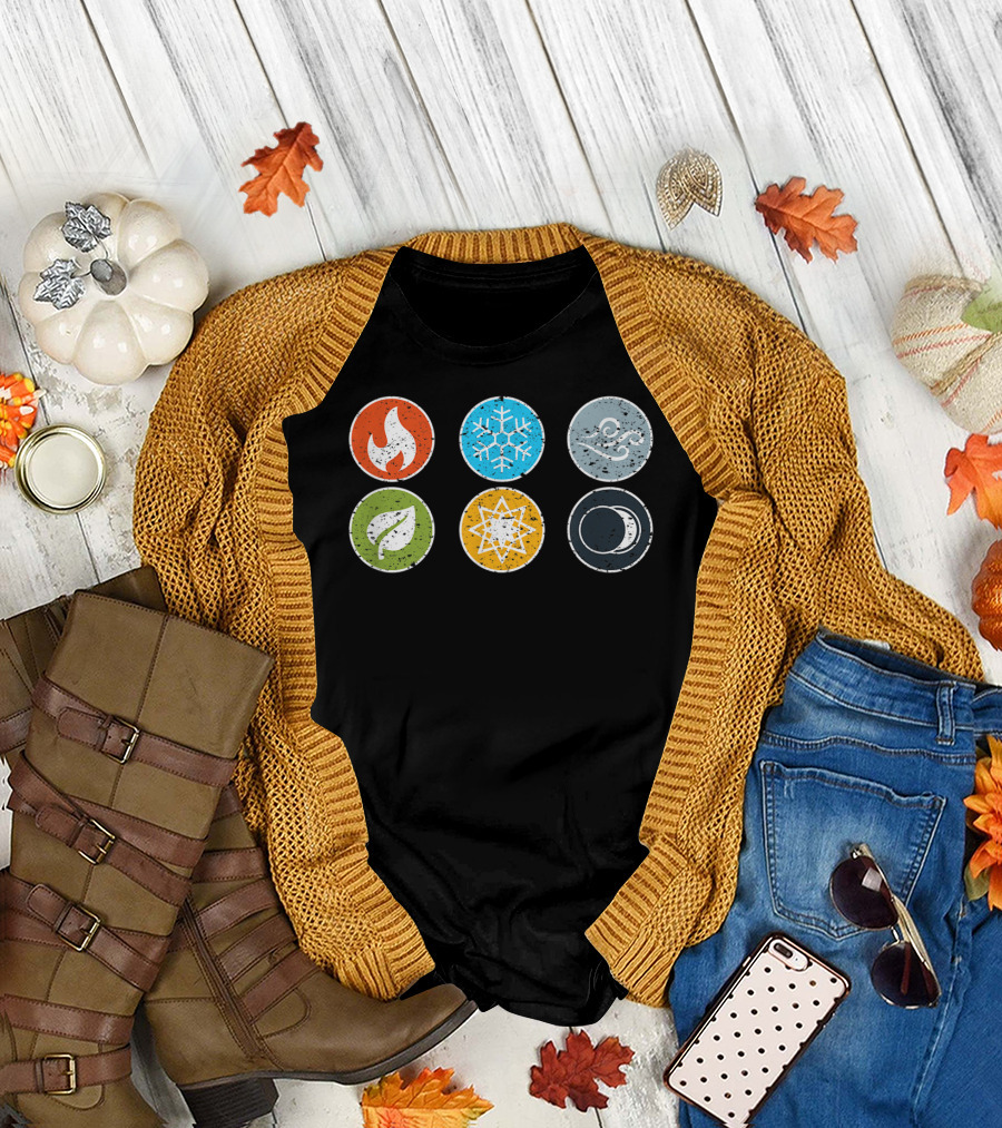 Gloomhaven Elements Symbol Fire Ice Air Earth Nature Light Dark T-Shirt