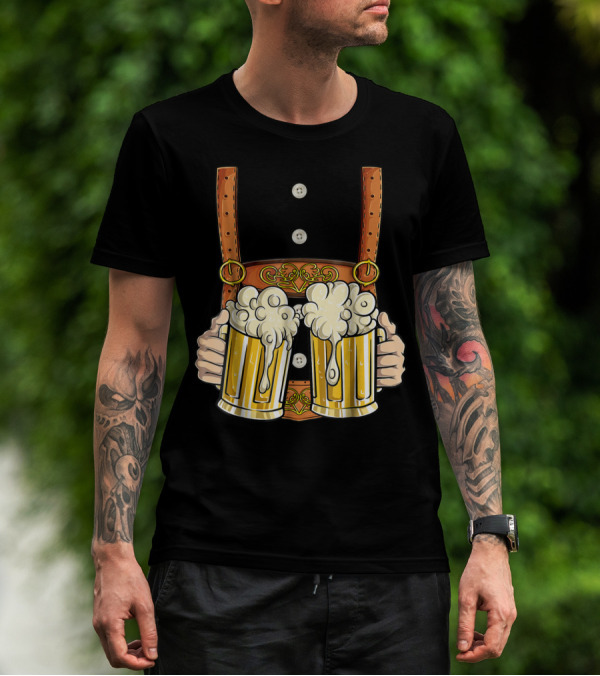 Lederhosen Costume Oktoberfest Men Prost Beer Cheers ZZ T-Shirt