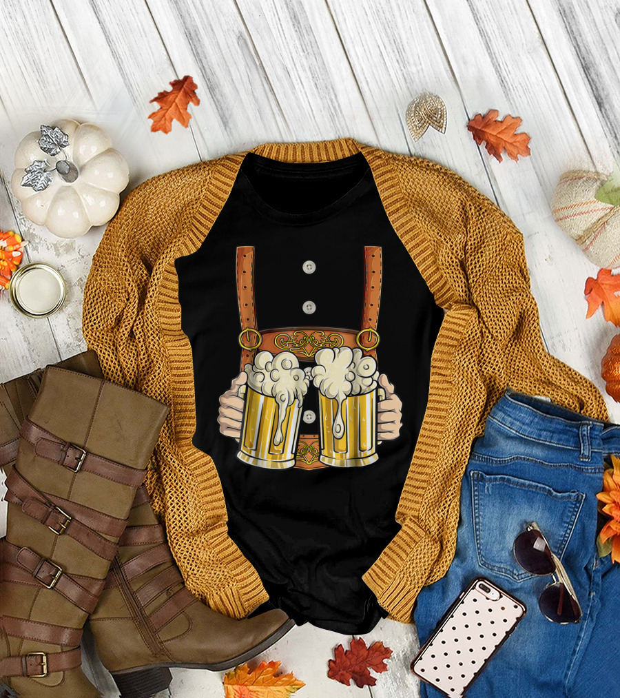 Lederhosen Costume Oktoberfest Men Prost Beer Cheers ZZ T-Shirt