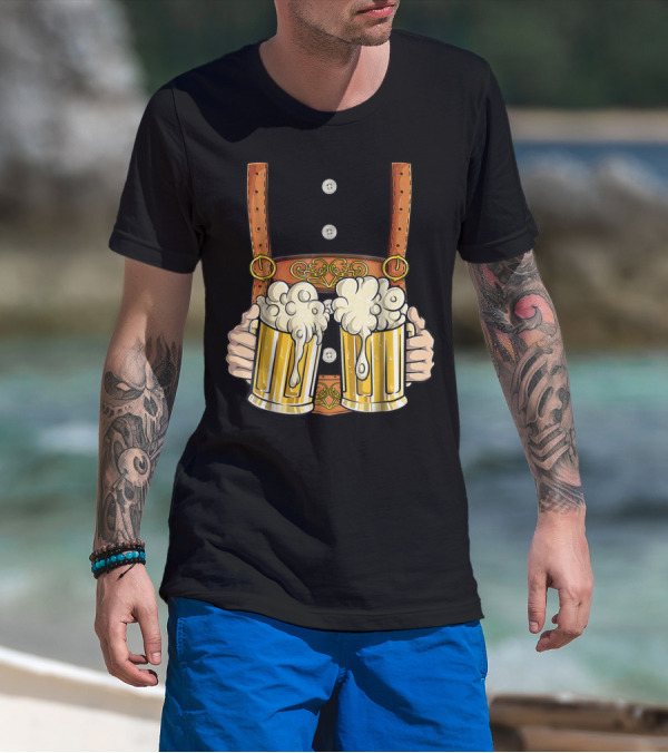 Lederhosen Costume Oktoberfest Men Prost Beer Cheers ZZ T-Shirt