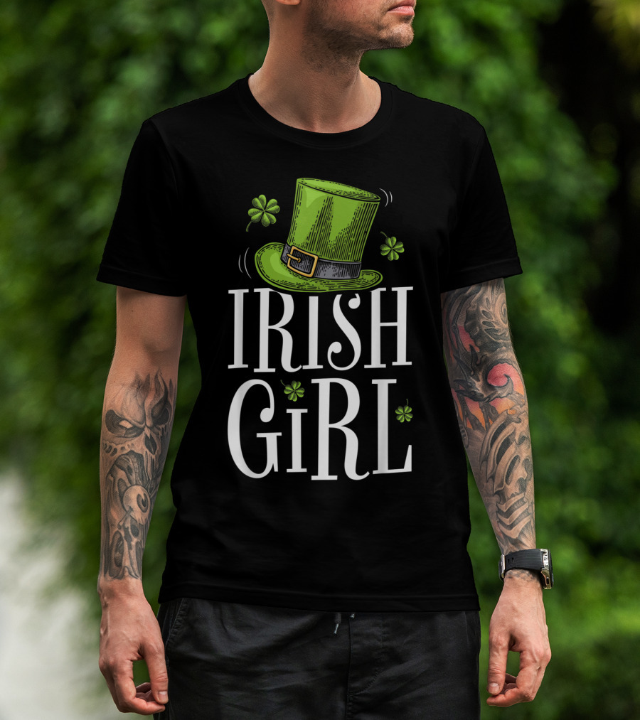 Irish Girl St Patricks Day Shamrock Hat T-Shirt