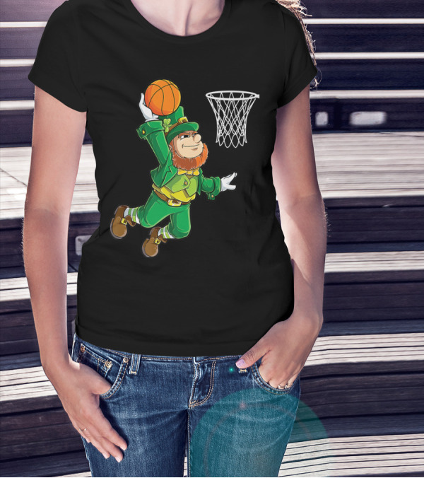 Leprechaun Basketball St Patricks Day Boys Slam Dunk T-Shirt