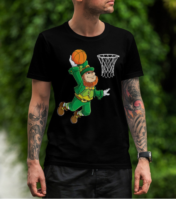 Leprechaun Basketball St Patricks Day Boys Slam Dunk T-Shirt