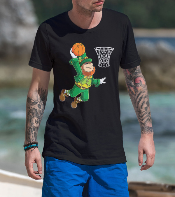 Leprechaun Basketball St Patricks Day Boys Slam Dunk T-Shirt