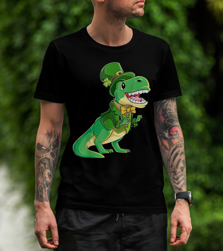 St Patricks Day Dinosaur Leprechaun Irish Boys T-Shirt