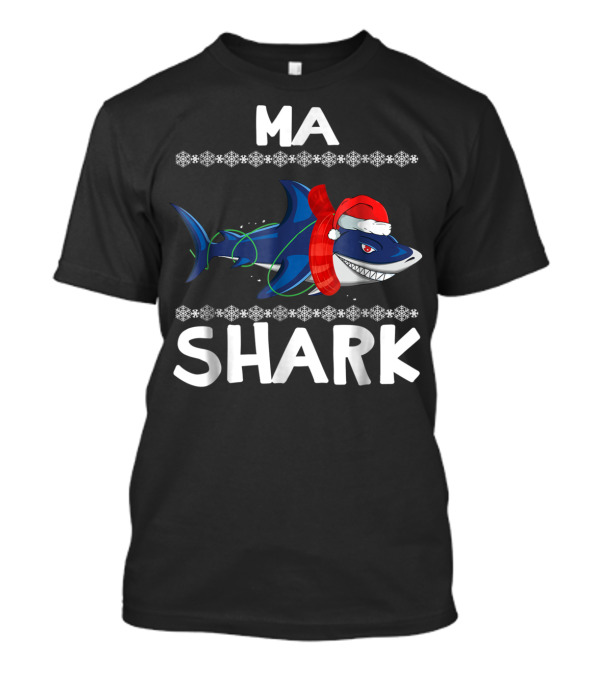 MA SHARK Ugly Christmas Snowflake Santa T-Shirt