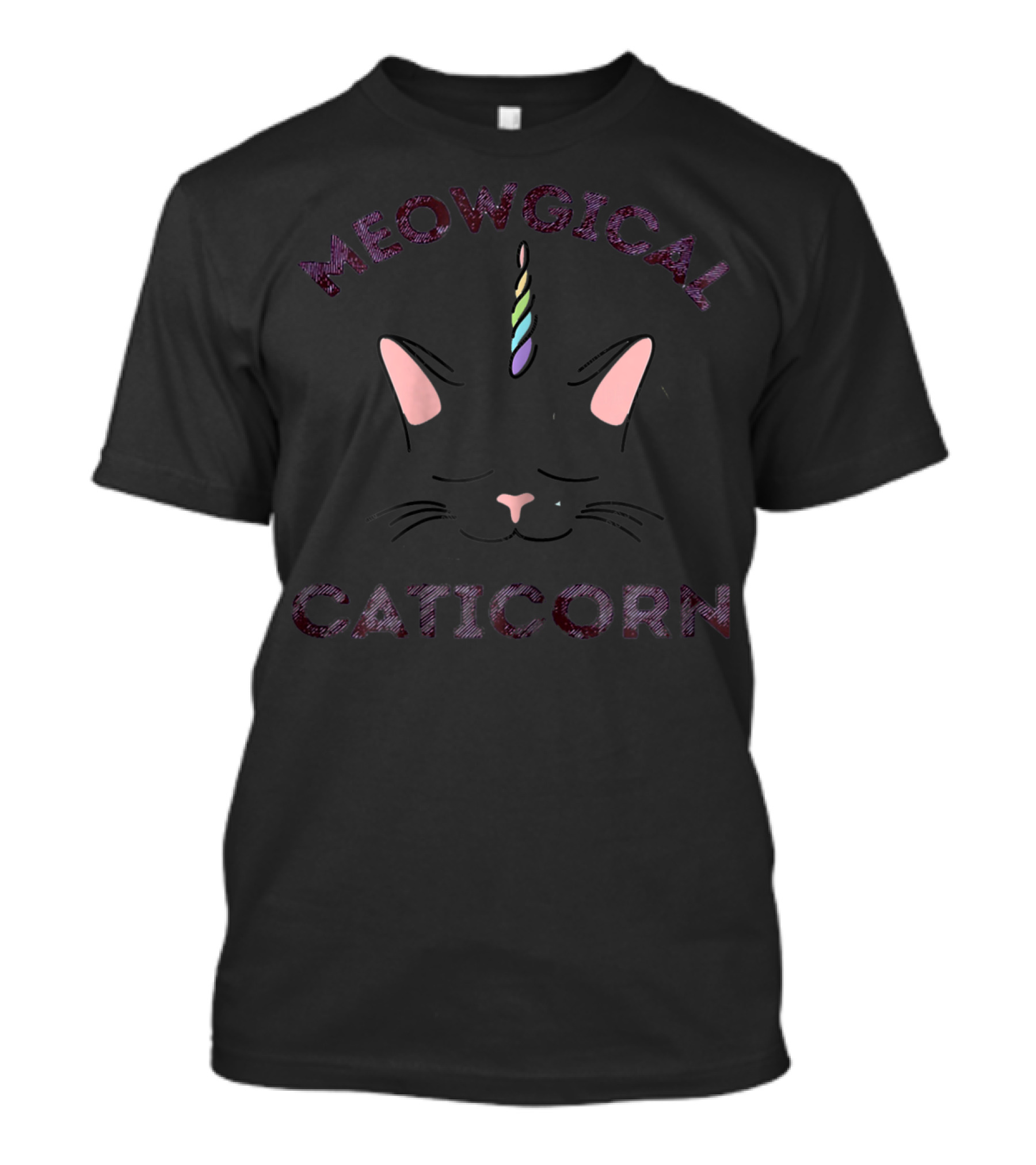 Meowgical Caticorn Cat With Colorful Unicorn Horn T-Shirt