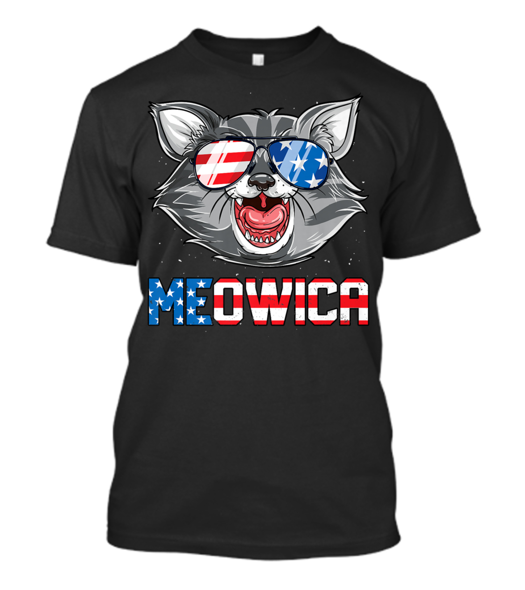 Meowica American Flag Cat Sunglasses 4th Of July Merica T-Shirt