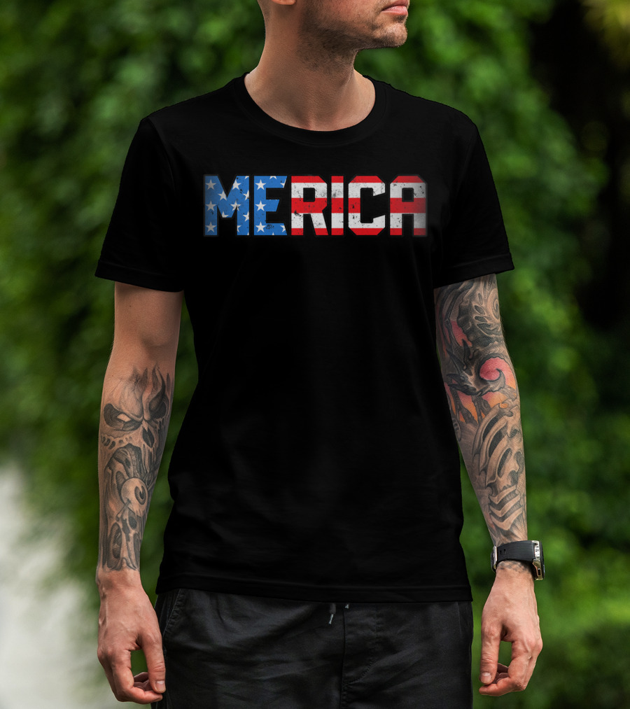 Merica USA American Flag 4th Of July T-Shirt