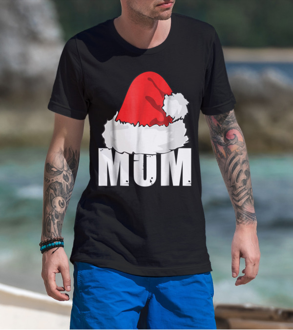 Mum Christmas Santa Hat Family Matching T-Shirt