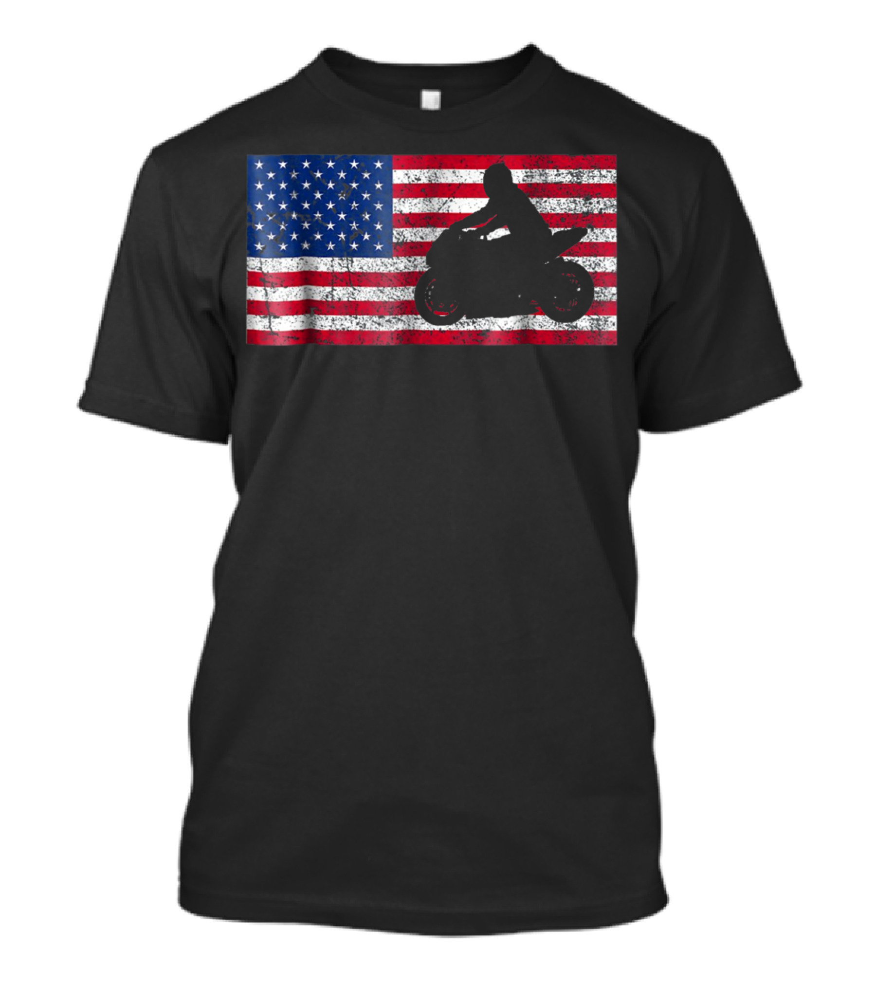 Moto Sport USA Flag Pride 4th Of July Motorbike Rider T-Shirt