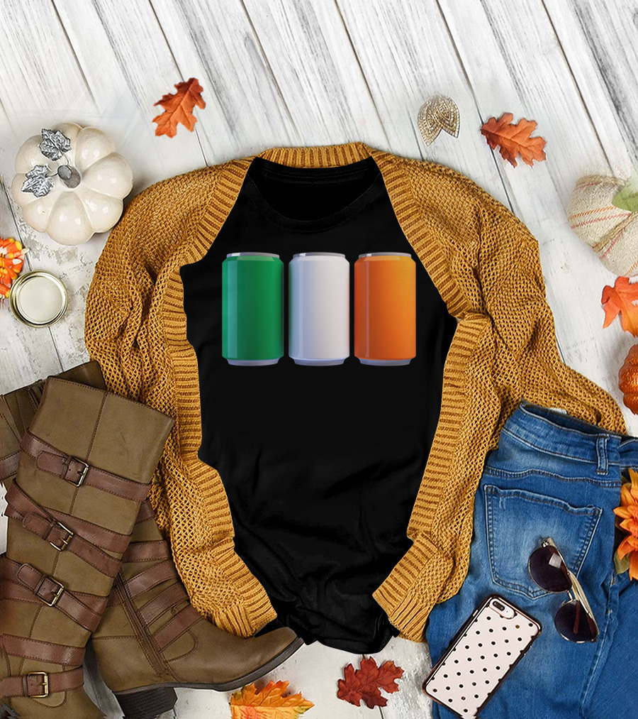 Irish Flag Beer Cans St Patrick's Day Ireland T-Shirt