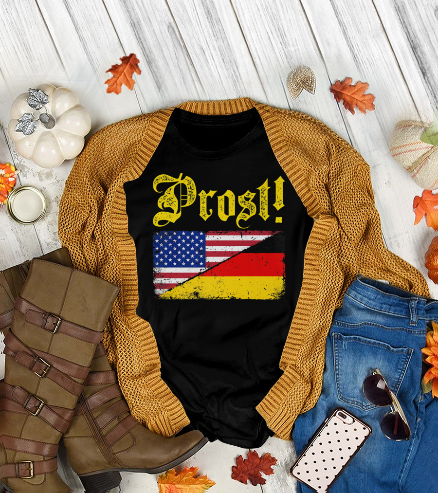 Prost German American Flag Oktoberfest T-Shirt