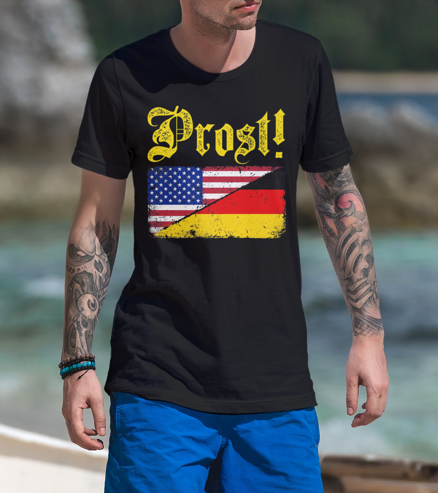 Prost German American Flag Oktoberfest T-Shirt