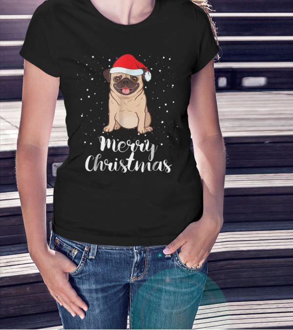 Merry Christmas Pug Funny Matching Family Group Holiday T-Shirt