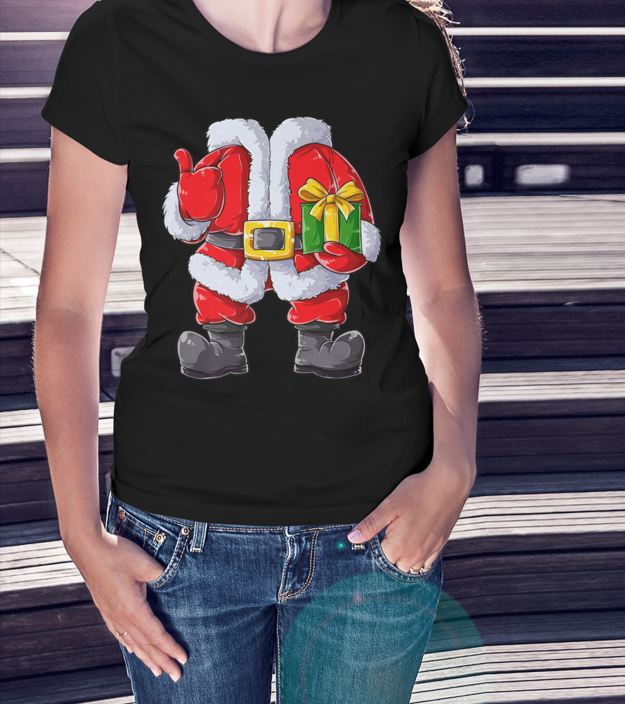 Santa Claus Costume With Gift Holiday Boys Christmas T-Shirt